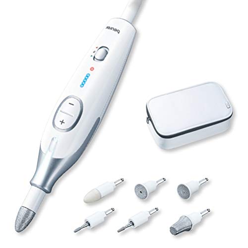 Beurer MP 42 Set de manicura y pedicura, para manos y pies, 7 cabezales, velocidad ajustable, luz LED