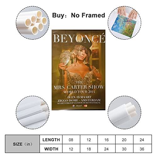 Beyoncé Knowles Mrs Carter World Tour 2016 - Póster de lienzo (50 x 75 cm)