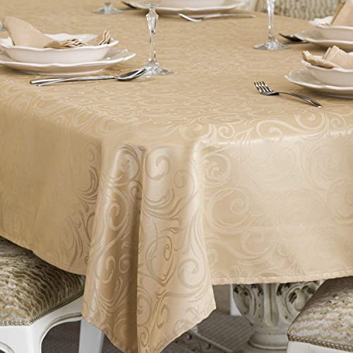 BGEUROPE Mantel DE Lujo - Beige Anti-Stain Tratamiento - Grande - Ref, Lyon, Beige, 59 x 118 (150 x 300cm)