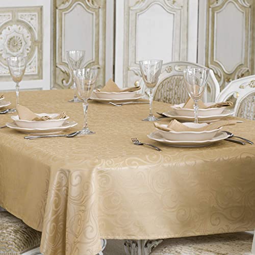 BGEUROPE Mantel DE Lujo - Beige Anti-Stain Tratamiento - Grande - Ref, Lyon, Beige, 59 x 118 (150 x 300cm)