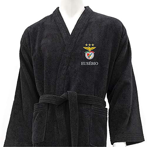 BGEUROPE SL Benfica Albornoz Negro Personalizado - Benfica Stars (Size XL, Logo + Nombre (Delante))