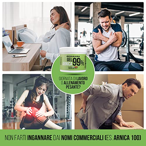 BidMamba Gel Arnica 99% 500ml | Crema Arnica Made In Italy Con Lavanda, Aloe, Aceite de Argán, Jengibre, Aceite de Oliva Y Menta
