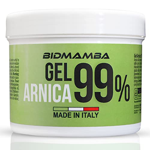 BidMamba Gel Arnica 99% 500ml | Crema Arnica Made In Italy Con Lavanda, Aloe, Aceite de Argán, Jengibre, Aceite de Oliva Y Menta