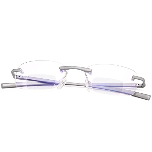 Bifocales Gafas de Lectura Sin Montura para Hombres y Mujeres Unisex Lejos Cerca de Aumento Gafas Presbiópicas Bloqueo de luz azul Presbicia Clara Comodas Lectores sin marco con bisagra de resorte
