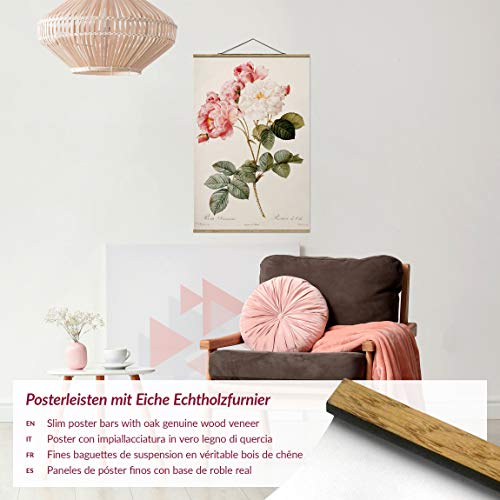 Bilderwelten Kakemono Art Alto 3:2, Motivo:Pierre Joseph Redoute Damascene Rose 75x50cm Roble