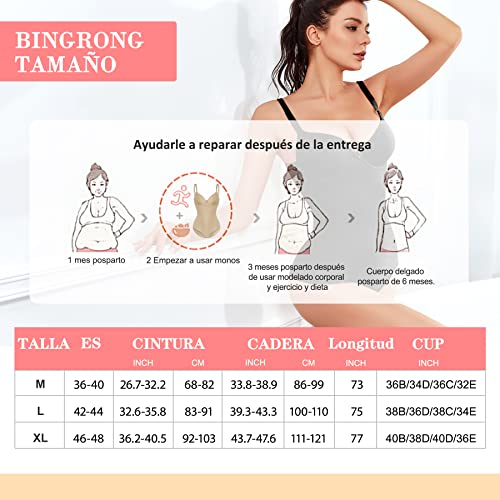 Bingrong Mujer Bodies Moldeadores Faja Reductora Lencería Moldeadora Corsé Body Body Shaper Abdomen Reductor Barriga Levanta Glúteos Entrenador de Cintura Abierto Shapewear Bodysuit (XL, Negro)