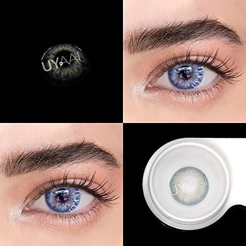 BIO-ESSENCE Pack Lentillas de Hidrogel blandas 1 par Lentes de contacto color gris sin graduación. Duración: 12 meses. Incluye de regalo estuche y 10ml de solución. Color Azul Grisáceo