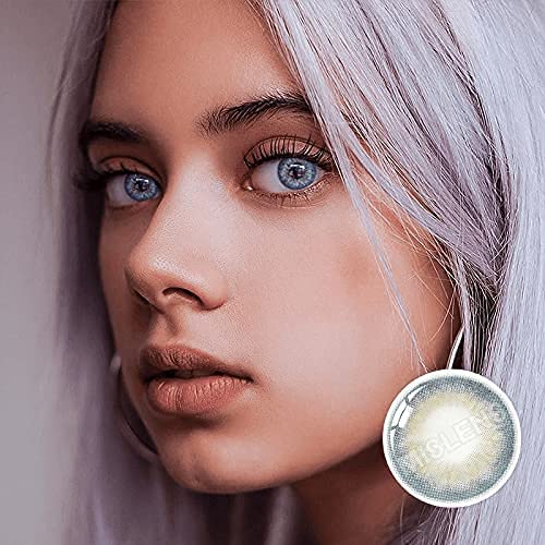 BIO-ESSENCE Pack Lentillas de Hidrogel blandas 1 par Lentes de contacto color gris sin graduación. Duración: 12 meses. Incluye de regalo estuche y 10ml de solución. Color Azul Grisáceo