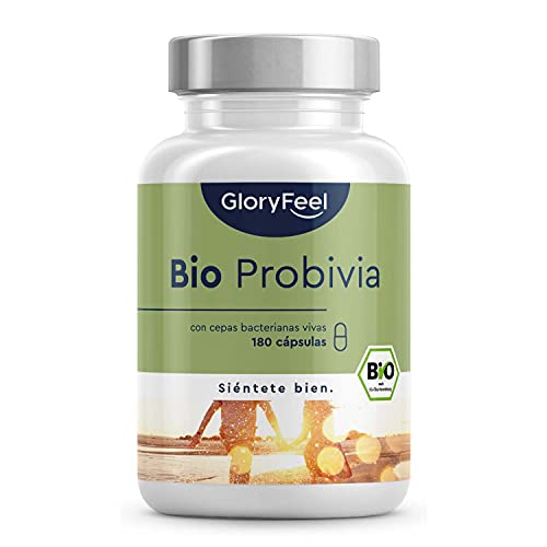 Bio Probióticos Complex - 21 cepas bacterianas MÁS Inulina Bio- 180 cápsulas veganas de liberación prolongada- 20 mil millones UFC- Flora intestinal- Lactobacillus gasseri