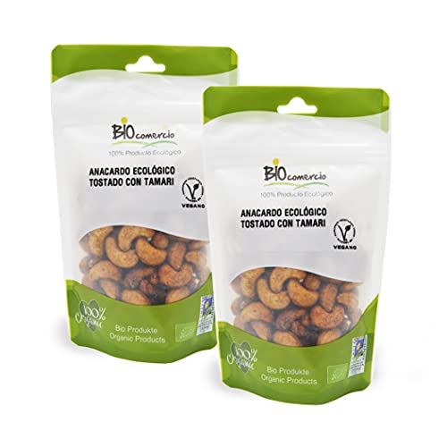 BIOCOMERCIO | Pack mix de 5 | Anacardos, almendras y cacahuetes | 1 kilo | 10 bolsas x 100 gr | Sabores curry rojo, tamari, barbacoa, curry, tikka masala | Frutos secos | Curry Ecológico
