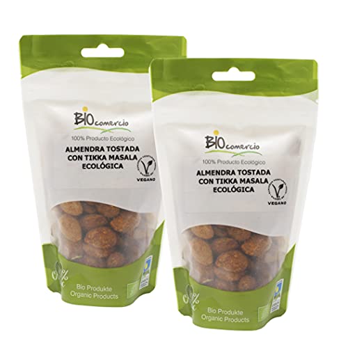 BIOCOMERCIO | Pack mix de 5 | Anacardos, almendras y cacahuetes | 1 kilo | 10 bolsas x 100 gr | Sabores curry rojo, tamari, barbacoa, curry, tikka masala | Frutos secos | Curry Ecológico