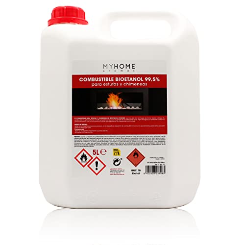 BIOETANOL 99,5% origen vegetal para chimeneas - sin humo - alta combustión MYHOME 5 litros
