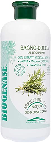 Biogenase - Gel de Ducha Revitalizante De Romero - Gel Hidratante Enriquecido con Extractos de Aloe Vera y Germenes de Trigo - Gel de Baño sin Parabenos, con Acción Relajante y Purificante - 500 ml