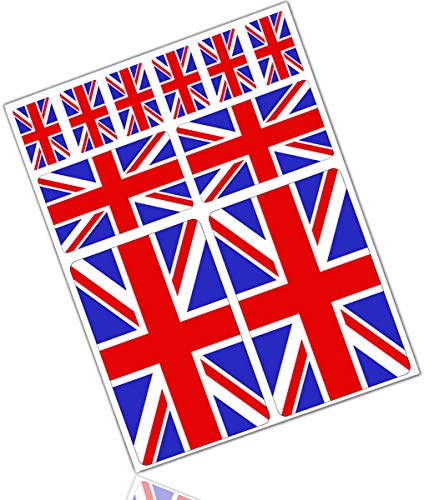 Biomar Labs® 10pcs Pegatina Reino Unido Britanica UK Inglesa Flag Bretaña Bandera Vinilo Adhesivo Coches Cascos Motos Ciclomotores Bicicletas Ordenador Portátil D 24