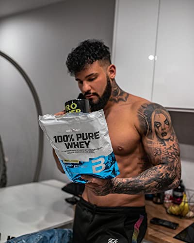 BioTechUSA 100% Pure Whey Complejo de proteína de suero, con aminoácidos añadidos y edulcorantes, sin conservantes, 454 g, Plátano