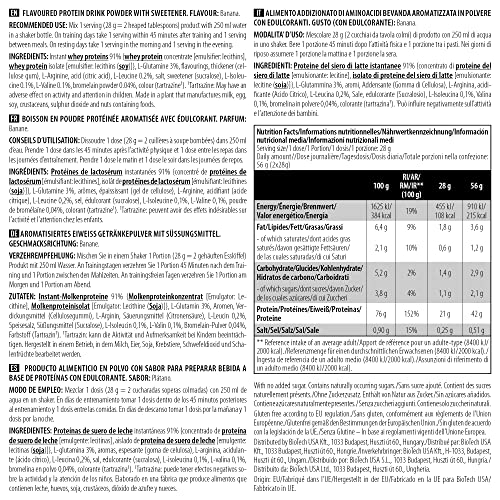 BioTechUSA 100% Pure Whey Complejo de proteína de suero, con aminoácidos añadidos y edulcorantes, sin conservantes, 454 g, Plátano
