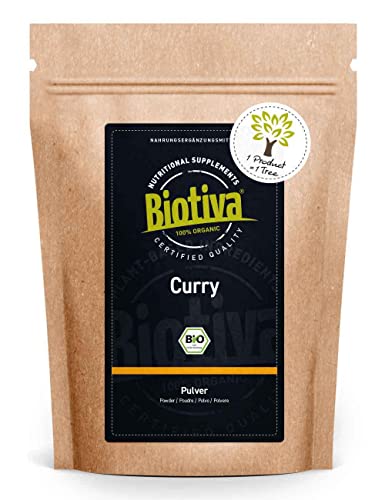 Biotiva Curry fino orgánico - 250g - intenso y puro - de primera calidad - según una antigua receta india - sin potenciadores del sabor ni aditivos artificiales - ingredientes 100% ecológicos