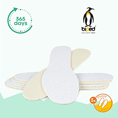 biped 3 pares de plantillas para zapato abierto, desodorantes, con discreto aroma de cítricos, plantillas de rizo de algodón con suave acolchado de látex natural z2774 (36-37)
