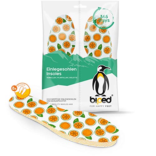 biped 8 Pares de Plantillas Frescas Naranjas - Muy Ligeras e Higiénicas - Levemente Perfumadas z1018 (42-43)