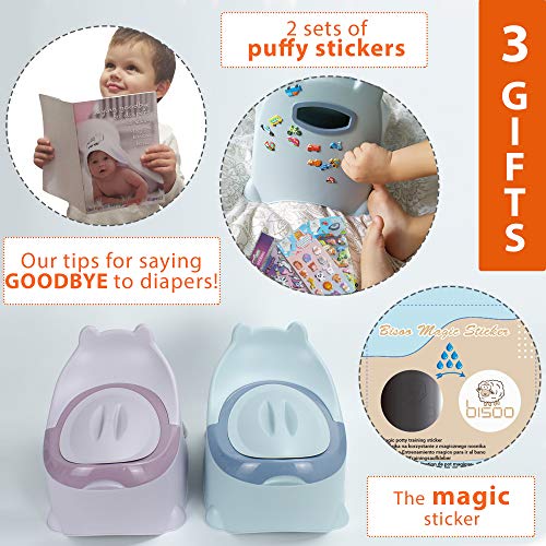 Bisoo - Orinales Infantiles - Incluye 3 Obsequios - Bebes + 2 Años - Vater Inodoro Para Niñas y Niños - Retrete Wc Portátil (Azúl)