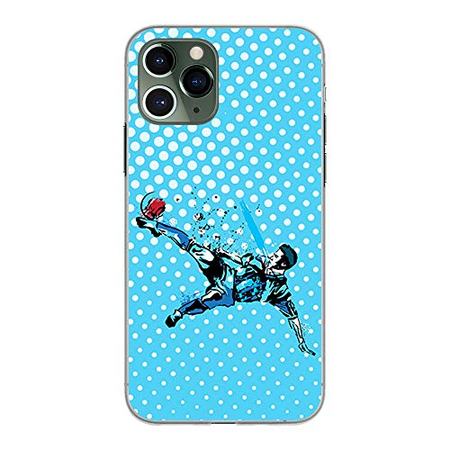 BJJ SHOP Funda Transparente para [ iPhone 11 Pro MAX ], Carcasa de Silicona Flexible TPU, diseño: Futbolista chutando de chilena