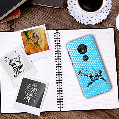 BJJ SHOP Funda Transparente para [ Motorola Moto G7 Play ], Carcasa de Silicona Flexible TPU, diseño: Futbolista chutando de chilena