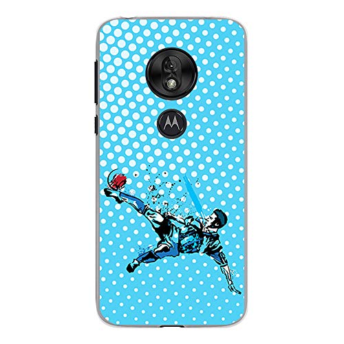 BJJ SHOP Funda Transparente para [ Motorola Moto G7 Play ], Carcasa de Silicona Flexible TPU, diseño: Futbolista chutando de chilena