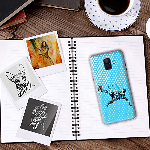 BJJ SHOP Funda Transparente para [ Samsung Galaxy A6 2018 ], Carcasa de Silicona Flexible TPU, diseño: Futbolista chutando de chilena