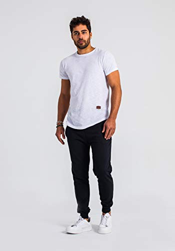 Björn Swensen Pantalones de deporte largos para hombre, de algodón, para correr, para el tiempo libre, chándal de corte ajustado Negro L