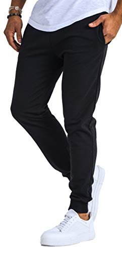 Björn Swensen Pantalones de deporte largos para hombre, de algodón, para correr, para el tiempo libre, chándal de corte ajustado Negro L