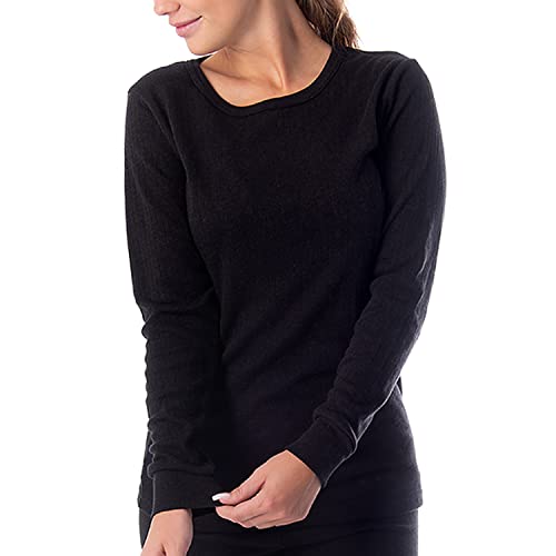 Black Snake® Set 2 Camisetas térmicas para Mujer con Forro Polar Interior | 2 Camisas Interiores térmicas de Manga Larga | Ropa Interior Funcional - Crema/Negro - S