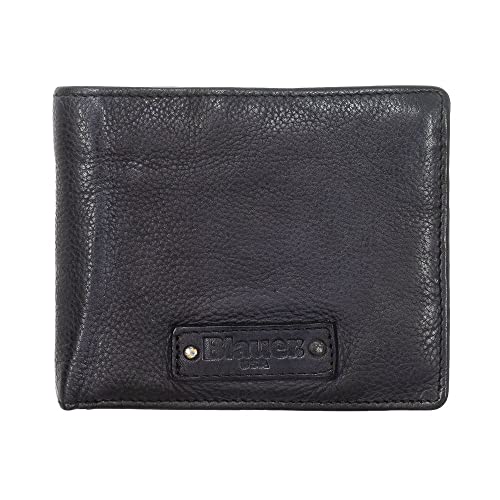 Blauer USA - Cartera de Piel Suave para Hombre, con portadocumentos y Tarjetero, 11 x 9 x 2 cm, Color Negro