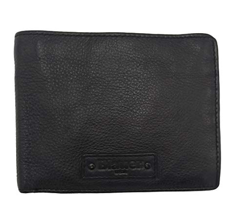 Blauer USA Colección Rivy, Cartera de piel suave para hombre con tarjetero y tarjetero, 9,5 x 12,5 x 2 cm, negro