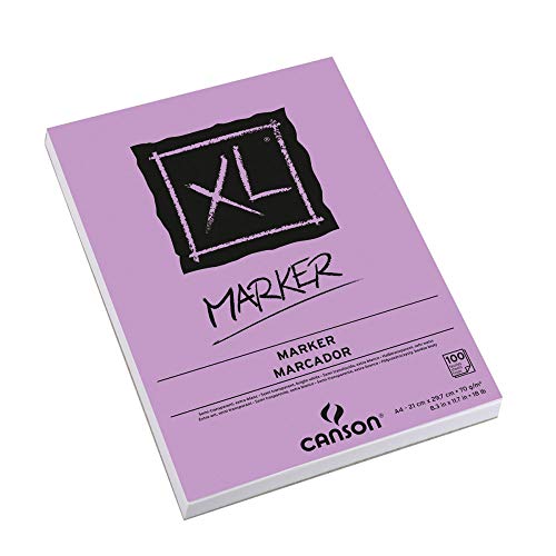 Bloc Encolado, A4, 100 Hojas, Canson XL Marker Barrera 70g + Bloc Encolado, A4, 50 Hojas, Imagine, Grano Fino 200g