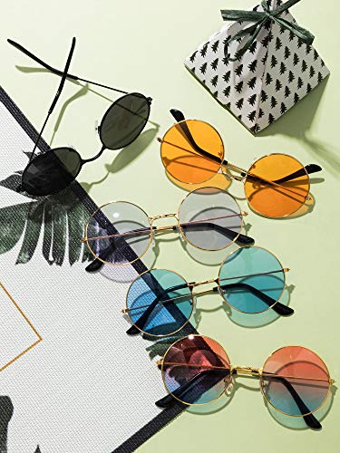 Blulu 10 Pares de Gafas de Sol de Hippies Redondas John de los Años de 1960 Gafas de Colores (Marco Dorado 2)