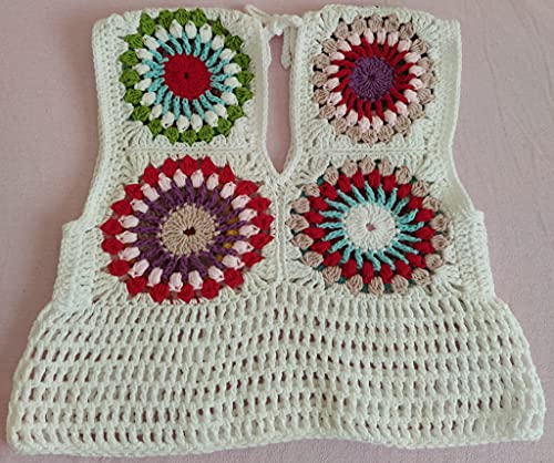 Blusa Crop Top Alaia Crochet. Ropa Mujer, ganchillo, hecho a mano.… (M)
