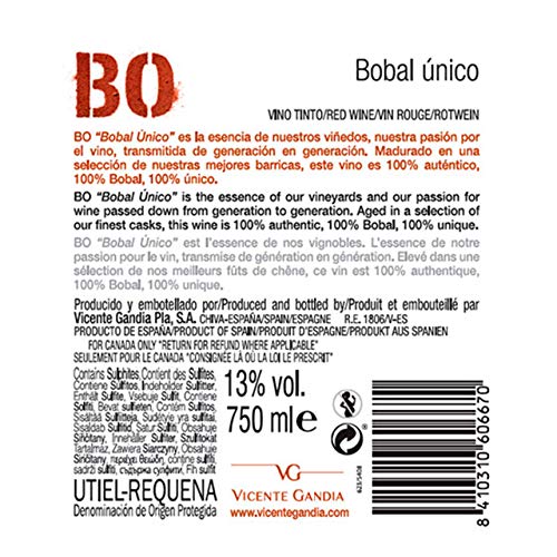 Bo Bobal único 6x75 cl. D.O. Utiel Requena