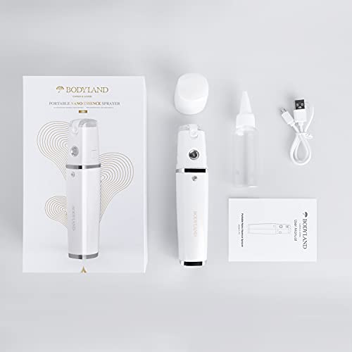 BodyLand Nano Pulverizador Corporal Portátil - Spray Vaporizador Atomizador Alta Frecuencia | Nano-Iones (Leche, Perfume, Esencias, Gel, Loción, Agua, Tónico Facial) No Afecta al Maquillaje (500 mAh)