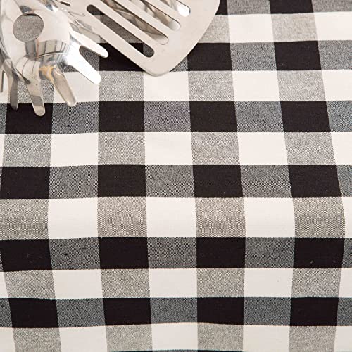 BOHEME Mantel Cuadros Vichy Tratamiento Antimanchas algodón Color Negro 140x240 cm