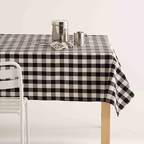 BOHEME Mantel Cuadros Vichy Tratamiento Antimanchas algodón Color Negro 140x240 cm