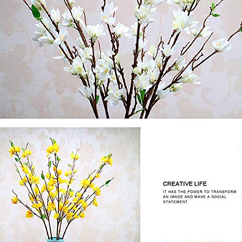 BOICXM 4 piezas de jazmín artificial de invierno de 90 cm, amarillo falso jazmín de invierno, flores artificiales de tallo largo para patio, fiesta, boda, decoración del hogar