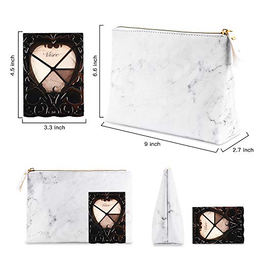 BOJLY Bolsa de Maquillaje de Mármol, Bolsa de Aseo Neceser de Viaje para Hombres y Mujeres, Bolso Cosmético de Cuero de PU Plegable Impermeable Multifuncional