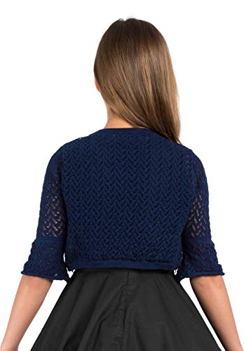 Bolerose Chicas Manga Larga Chaqueta de Punto Suelto Torera Niñas (Azul Oscuro, 9-10 años)