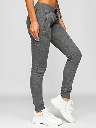 BOLF Mujer Pantalón Deportivo Pantalón de Chándal Largos Jogger Pantalones de Algodón Entrenamiento Jogging Outdoor Estilo Deportivo Slim Fit CK-01 Grafito L [F6F]