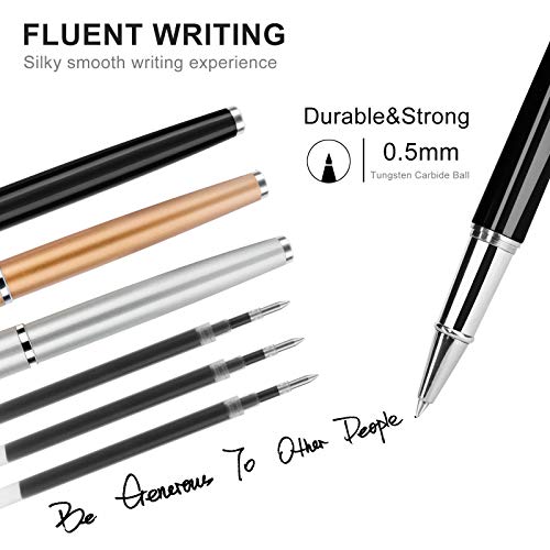 Bolígrafo -3 Bolígrafos de Metal Noble, Para uso Comercial y Escolar Masculino y Femenino, Bolígrafo Exquisito Para Regalos de Cumpleaños de Empresa, Viene con 3 Recambios Adicionales de 0,5 mm