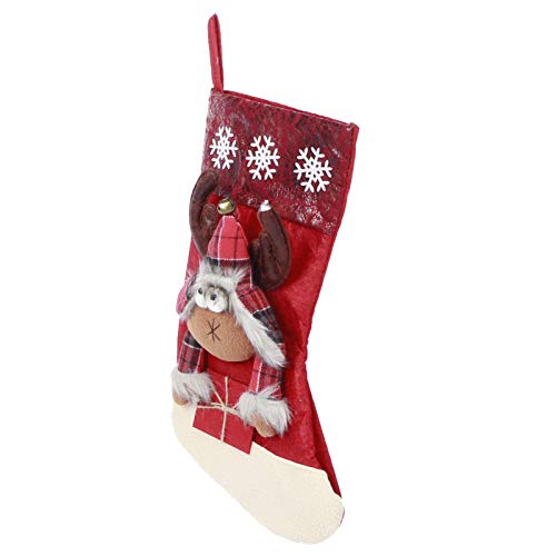Bolsa, Calcetín de Navidad Lindo Reutilizable, para Escuelas, Aulas, Clubes, Oficinas, Empleados, Dulces de Todo Tipo, Pequeños Regalos, Fiestas(Calcetines navideños de Alce)
