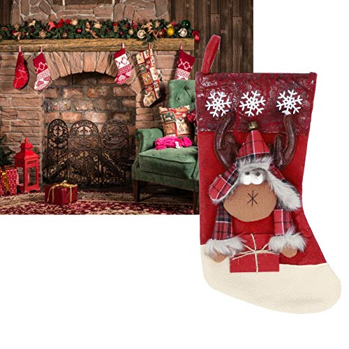 Bolsa, Calcetín de Navidad Lindo Reutilizable, para Escuelas, Aulas, Clubes, Oficinas, Empleados, Dulces de Todo Tipo, Pequeños Regalos, Fiestas(Calcetines navideños de Alce)