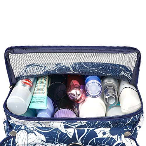 Bolsa de aseo colgante de viaje, organizador cosmético de maquillaje, para mujeres, niñas, niños, resistente al agua, Loto Azul