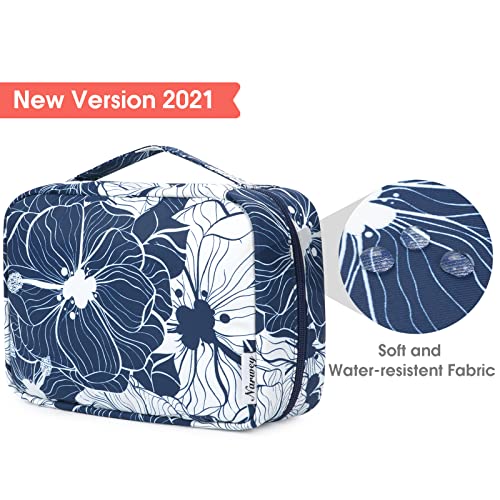 Bolsa de aseo colgante de viaje, organizador cosmético de maquillaje, para mujeres, niñas, niños, resistente al agua, Loto Azul