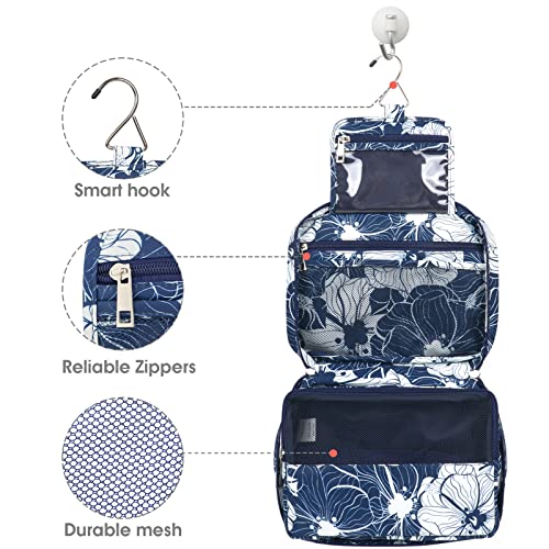Bolsa de aseo colgante de viaje, organizador cosmético de maquillaje, para mujeres, niñas, niños, resistente al agua, Loto Azul
